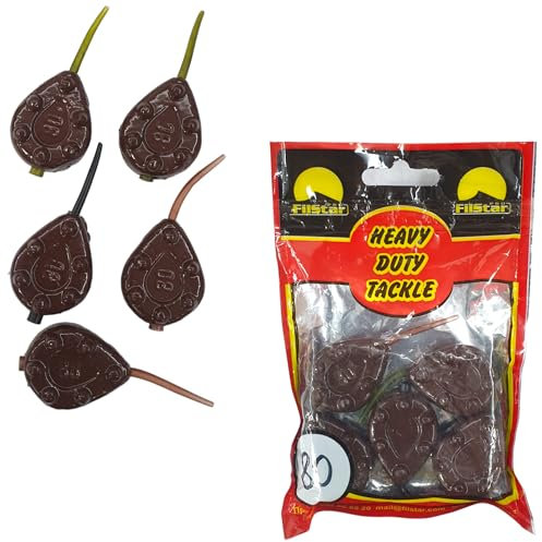 PRO FILSTAR Inline Gripper Grundblei Angeln Set 5 x 80g - Angeln Blei mit Anti Tangle Sleeve - Angel Bleie Set - Birnenblei - Blei Gewicht - Angelblei - Fishing Weights - Bleigewichte – Karpfenblei