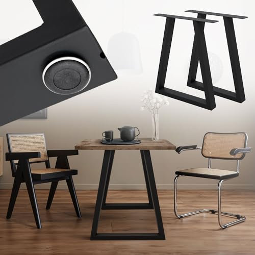 ML-Design 2er Set Tischbeine Trapez 60 x 72 cm, Schwarz, aus pulverbeschichtetem Stahl, Industriell, Metall Tischkufen, Tischuntergestell Tischgestell Möbelfüße Tischfüße, für Esstisch & Schreibtisch