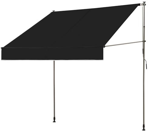 LLZJDDPLY Store Banne Manuel rétractable avec manivelle for Le Balcon, Marquise de terrasse sans percement, Marquise Soleil de Balcon auvent téléscopique(Color:Black,Size:300x130cm/118x51in)