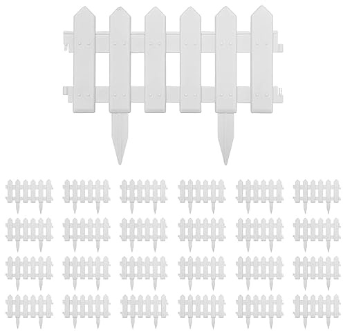 Homgoday Bordure de jardin 17 unités PP blanc 10 m