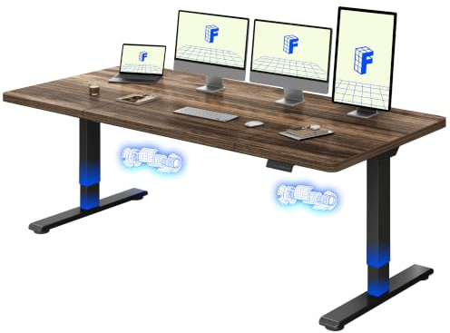 FLEXISPOT Scrivania Regolabile in Altezza 200x80 cm Con 2 Motori Potenti, Tavolo Stabile Con Funzione di Memoria (Nero+Marrone)