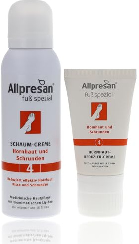 Allpresan Fuß spezial Nr. 4 Fußpflege-Set gegen Hornhaut und Schrunden - Zur täglichen Pflege verhornter Fußhaut - Set aus Schaum-Creme 125 ml & Hornhautreduzier-Creme 40 ml