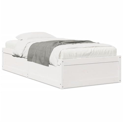 Juroupi Massivholzbett ohne Matratze Weiß 100x200 cm Holz Bett Massivholzbett Bed Frame Bettgestell Bett Holz Kiefernholz - 846829