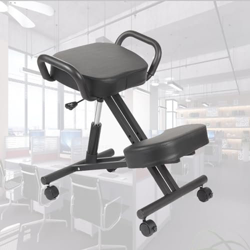 ASerZenith Multifunktionaler Kniestuhl, Schaukelstuhl, verstellbar, Hockstuhl für den Schreibtisch, verbesserte Körperhaltung, lindert Schmerzen, Flexibler Sitz, rollender, Verstellbarer Hocker mit