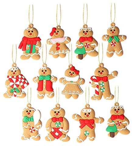 12PCS Gingerman Puppe Weihnachten Lebkuchen Mann Lebkuchen Figuren Ornamente Weihnachten Baum Dekorationen