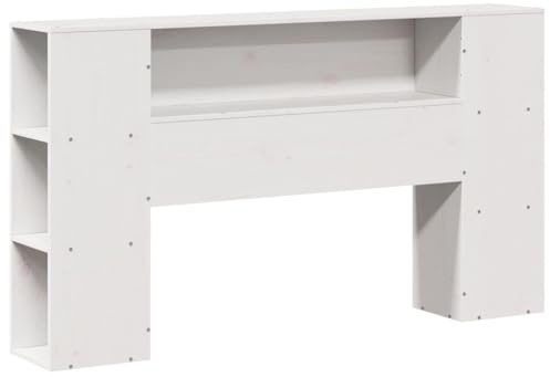 vidaXL tête et lit avec étagères blanches 140 cm en bois massif de pin