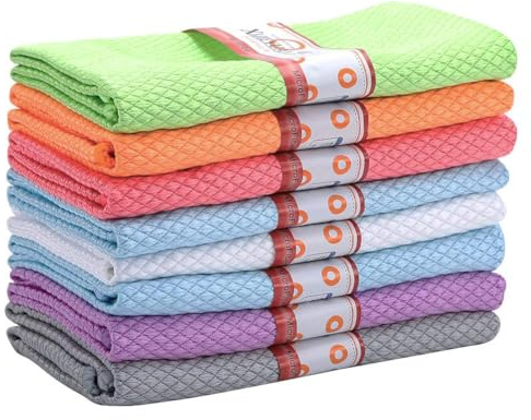 saerryor 8 Pack Microfiber Cleaning Cloths,Fish Scale,30 x 40cm | Reusable Absorbent Polishing Lint Free Cleaning Cloths Nanoscale Cloth for Home, Kitchen
