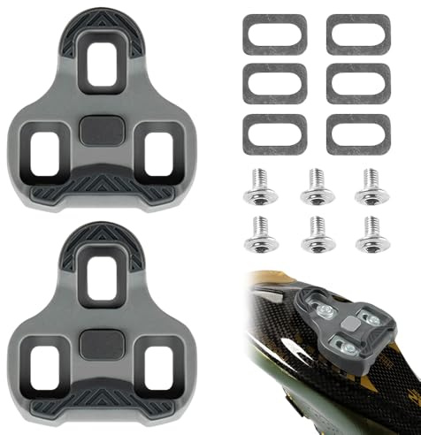 Foreverup Fahrrad-Cleats Kompatibel mit Look Keo Bike Pedale, Fahrrad Stollen Schuhplattenset, Road Cleats Fahrradzubehör Set, Rennrad Pedal, MTB Pedalplatten, für Rennrad, Radrennen(Grau 4.5°)