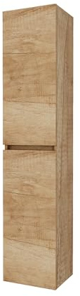 Baikal Columna de Baño, Estanterias. Armario de Baño, Armario Alto. Mueble Auxiliar. Entrega en Kit. Cerrada 30 x 140 cm Nature