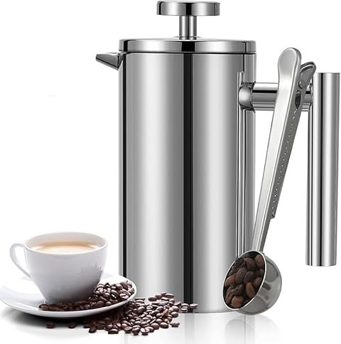 Genérico Prensa francesa Cafetera Prensa de café aislada de acero inoxidable 304 Prensa francesa aislada de doble pared Prensa fácil Prensa fuerte Prensas de té para la cocina del hogar Té Suelto