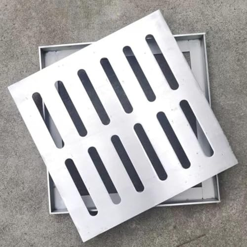 Grille de drainage carrée en acier inoxydable – 30 x 30 cm – Couvercle de puits décoratif pour bloquer les débris pour cour – Solution de drainage d'extérieur durable et résistante à la rouille