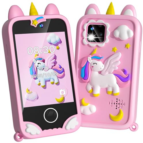 Kids Phone - Toddler Girl Toys for Age 3-10, Christmas Birthday Gifts for Girls, 2.8 Touchscreen Kids Smart Phone with Dual Cameras, Games, Music Player, 32GB Card, Toddler Learning Toys Cell Phone
