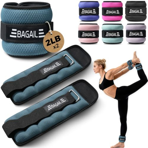 BAGAIL Ankle and Wrist Weights for Women & Men, 0.23-2.27kg Per Strap Weight with Sleek Design & Secure Fit, Arm Weighted Set for Walking, Running, Home Fitness & Physical Therapy