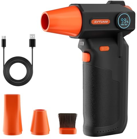 SYTUNG Compressed Air Duster-130000RPM, Super Power Cordless Air Duster Wind Pressure with LED Light, 3-Gear Adjustable Blower for PC, Keyboard, Outdoor, House and Car
