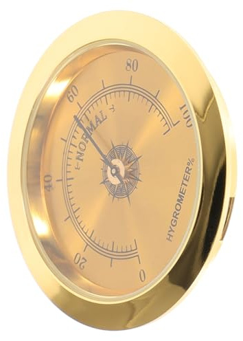 FRCOLOR Golden Metal Guitar Case Hygrometer, Small Moisture Meter for Guitar and Acoustic Cases, Simple Humidity Monitor to Help Prevent Cracking and Deformation