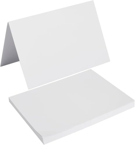 50 Pack Folded Blank Note Cards - 4x6 Inch Heavyweight White Cardstock, DIY Tent Cards for Wedding Invitations, Place Cards, Greeting Cards and All Occasions