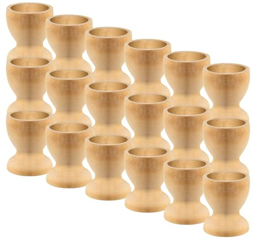 Garneck 25 Pièces 25 Coquetiers en Bois Brut 3,3 X 3,8 CM Support à Œufs Durs pour Décoration de Pâques Soi-Même Plateau Multifonctionnel pour Loisirs Créatifs et Petit-Déjeuner Garçon et