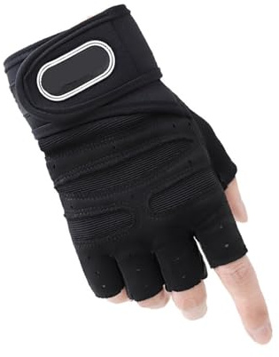 DJSKLDF Gym Gloves Fitnessstudio Fitness Schwergewichts-Trainingshandschuhe Männer Frauen Bodybuilding Halbfinger rutschfeste Handschuhe Handgelenkstütze Gewichtheben Sport(Black,M)