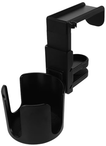 DIYEAH Soporte para Auriculares Multiusos con Abrazadera para Escritorio de 85mm, Portavasos Resistente Giratorio 360°, Gancho para Colgar Auriculares y Tazas, Adecuado Oficina y Hogar