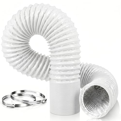Flexibel slang 75 mm 3 m PVC högtemperaturbeständigt ventilationsrör med buntar, för köksfläkt, dieselbränsle värmare, bärbar luftkonditionering och ventilation, vit
