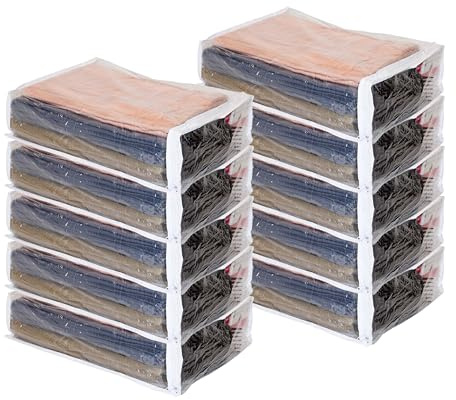 Set of 10 Clear Vinyl Zippered Storage Bags 11 x 15 x 4 Inch