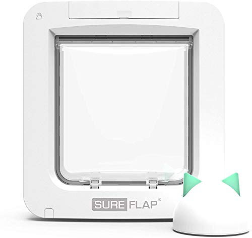 Sure Petcare SureFlap Microchip Pet Door Connect with Hub, Mobile App Control, Curfew Function, For Cats & Small Dogs, Install in Doors, Windows & Walls, White, 4 x C Batteries Required, Not Included