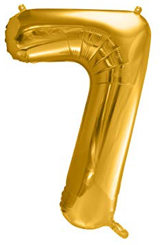 Party Deco Helium Luftballon - Geburtstag Deko - Folienballon - Zahl 7 - Gold - 86 cm