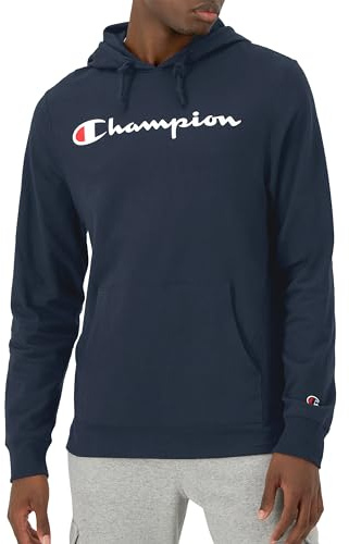Champion Felpa con Cappuccio da Uomo, Peso Medio, Maglietta con Cappuccio, Morbida e Confortevole, da Uomo, Script della Marina, X-Large