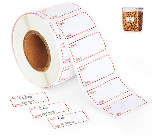 1000 Etiketten selbstklebend, Premium Haushaltsetiketten 50 x 25 mm Klebeetiketten Tiefkühletiketten für Haushalt, Büro, Küche, Marmelade, Weiß und rot
