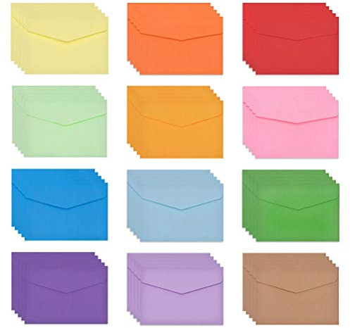 60 Mini Coloured Envelopes, 11.5 x 8.2 cm, Multicolour Small Envelope