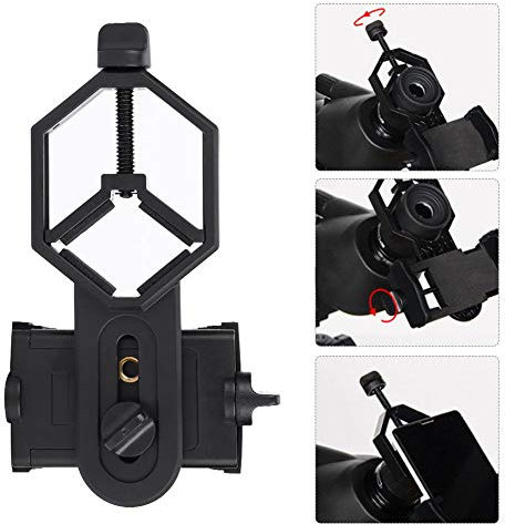 Diyeeni Universell telefonadapter, 5,2 till 10 cm mobiltelefonadapter för smartphone, monokulär/teleskop/mikroskop/lång sikt/kikare