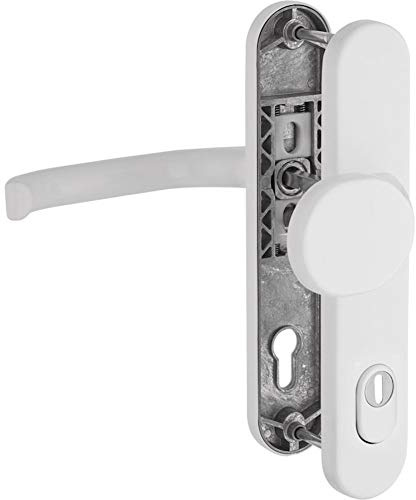 WeRo Schutzbeschlag für Haustüren Knopf/Drücker mit Zylinderabdeckung und Hochhaltefeder ALU-weiß 2016
