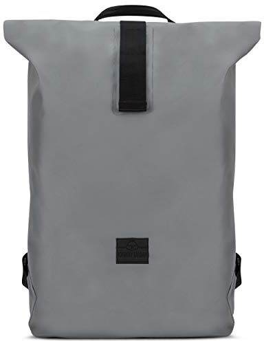 Johnny Urban Rolltop Rucksack Wasserdicht Damen & Herren Grau Alec Roll Top Kurierrucksack aus wasserfester Plane - Fahrradrucksack für Alltag & Uni, mit herausnehmbaren Laptopfach