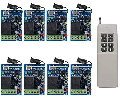 Interruptor de mando a distancia inalámbrico de 500 m, 12 V, 8 canales, módulo de mando a distancia que controla seis receptores de control independiente/control remoto