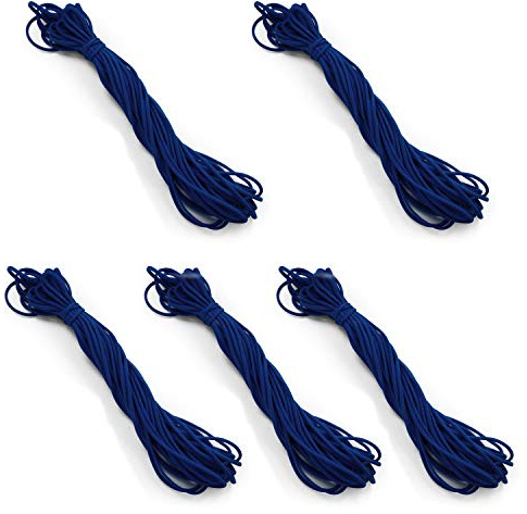 Expo International, Inc 1/8 Soft Knit Elastic Band, Premium Material, Durable Knitted Elastic Cord for Sewing, Easy to Use, Versatile Sewing Supplies, (5 Packs of 10 Yards), Navy Blue