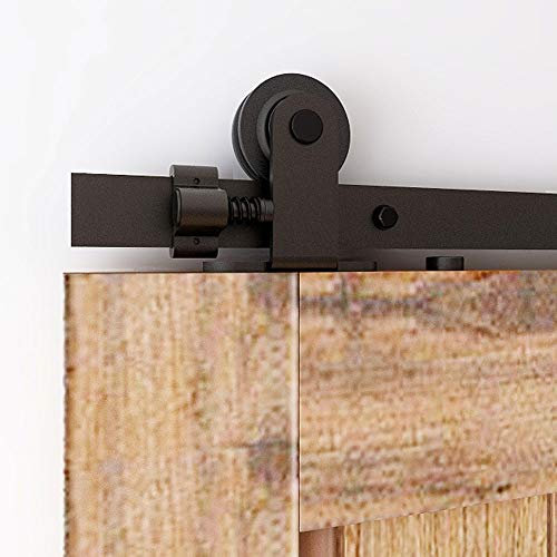 CCJH 168cm/5.5FT Système de Porte Coulissante Quincaillerie Kit de Rail pour Porte Coulissante Noirs (Forme de T)