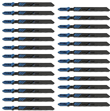 OTOTEC 25 Piezas T118A 75 Mm de Largo HCS 6 TPI T Vástago Corte de Metal Hojas de Sierra de Calar Accesorios de Herramientas Eléctricas para Metales Finos de 3-6 Mm Corte Fino