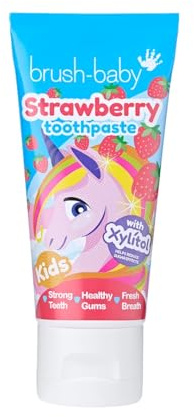 brush-baby Natural Strawberry Flavoured Unicorn Toothpaste (3+ Years) 50ml Tube