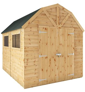 Waltons 10x8 Premium Dutch Barn Wooden Workshop | Shiplap Tongue & Groove Large Outdoor Garden Storage Shed for Tools & Equipment | 10ft x 8ft with Apex Roof