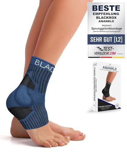 BLACKROX Chevillère [vainqueur de comparaison 2024] taille S-L | Pour homme et femme | Bandage pour la cheville | Parfait pour le sport, le football, le jogging et le bodybuilding | Ancle | Bleu
