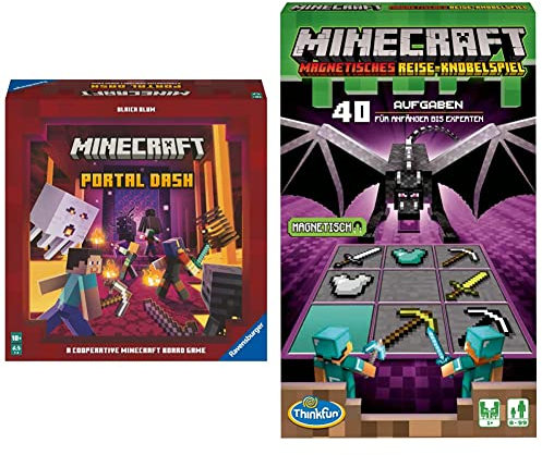 Ravensburger Familienspiel Minecraft Portal Dash & ThinkFun - 76402 - Minecraft - Das magnetische Reisespiel. ideal für die Reise und als Geschenk. EIN Logikspiel Nicht nur für Minecraft-Fans