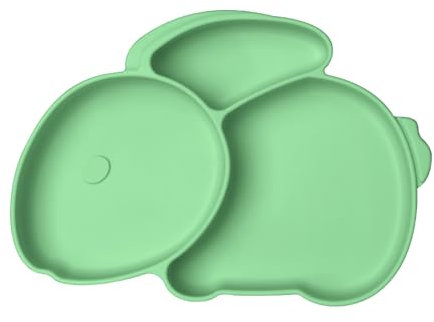 Vicloon Assiette Ventouse pour Bébé, Assiettes Silicone pour Tout-petits l'auto-alimentation avec 3 Compartiment, Sans BPA, Passe Au Lave-vaisselle Et Au Micro-ondes (Vert)