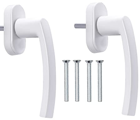 Stahlia Fenstergriffe Weiß (2 Stück) Standard Aluminium Balkontürgriff außen Terrassentür Griff Fensterbeschläge Rasterolive Fenster Ersatzteile