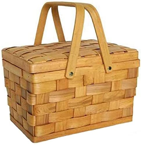 Panier Pique Niques Boîte De Rangement En Bois Portable Avec Couvercle Panier De Rangement En Osier Tissé À La Main Pour Pique-nique En Camping À La Maison Panier Picnic ( Color : D , Size : 27*20*29c