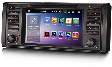 Erisin 7 inch 8-Core 4GB RAM 64GB ROM Android 12 Car Stereo with Sat Nav CD Player for BMW 5 Series E39 M5 Support Bluetooth 5.0 CarPlay Android Auto DAB+ Wifi GPS DSP USB RDS FM DVR Head Unit