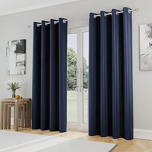 Enhanced Living Nightfall - Tende oscuranti con occhielli, termiche, blu navy, per camera da letto, 117 x 137 cm, 230 g/m², morbidissime, a risparmio energetico e riduzione del rumore, 2 pannelli