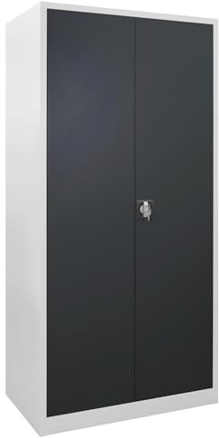 ADB Flügeltürenschrank RAL7035/7016, H 1950 x B 920 x T 500 mm | Materialschrank | Metallschrank | Werkstattschrank | Lagerschrank | Material-, Metall-, Werkstatt- & Lagerschrank; Höhe 1950 mm, Breite 920 mm, Tiefe 500 mm