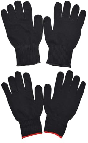 JIHUOO 2 Pairs Heat Resistant Gloves for Hair Styling Heatproof Glove for Hair Straighteners Heat Protection Mitts Hair Curling Wand Glove Black Red