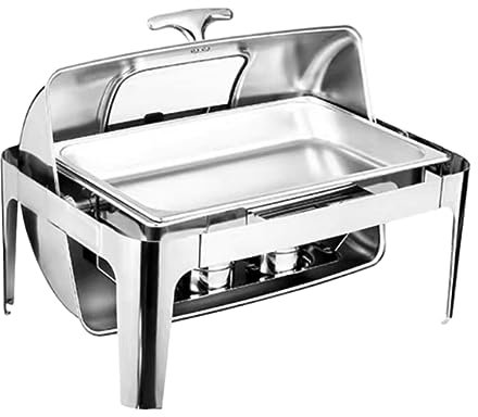 Chafing Dish Buffet-Set, 9 l, isolierte Heizung, rechteckige Heizung mit sichtbarem Roll-Top-Lebensmitteltablett, Wasser-Tra-Kraftstoffregal für Hochzeiten, Partys, Bankette, Essen, One