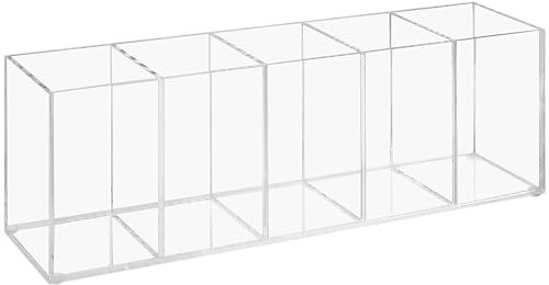 Top-spring Acryl-Stiftehalter, 5 Fächer, transparenter Schreibtisch-Organizer für Stifte, Bleistifte, Make-up-Pinsel, Stiftebehälter für Klassenzimmer, Büro, Schreibwaren-Organizer (5 Fächer)
